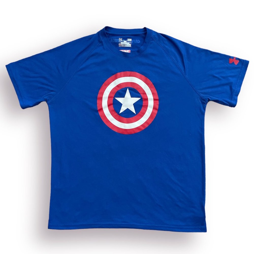 Men's Blue Large Under Armour Marvel Captain America T-Shirt